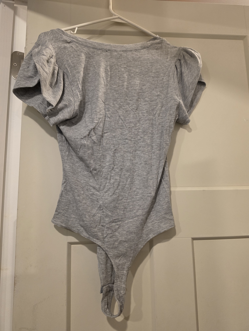HYFVE Gray Ribbed V-Neck Button-Front Bodysuit - Picture 2 of 2